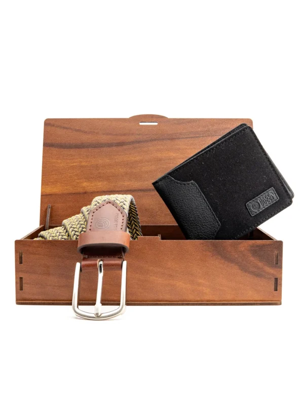 Classic Wallet, Belt in Wooden Box