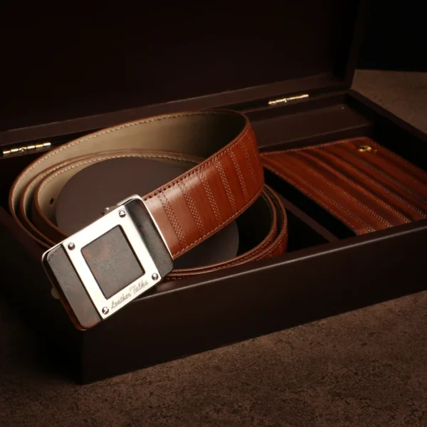 Gift Set Leather Wallet and Belt