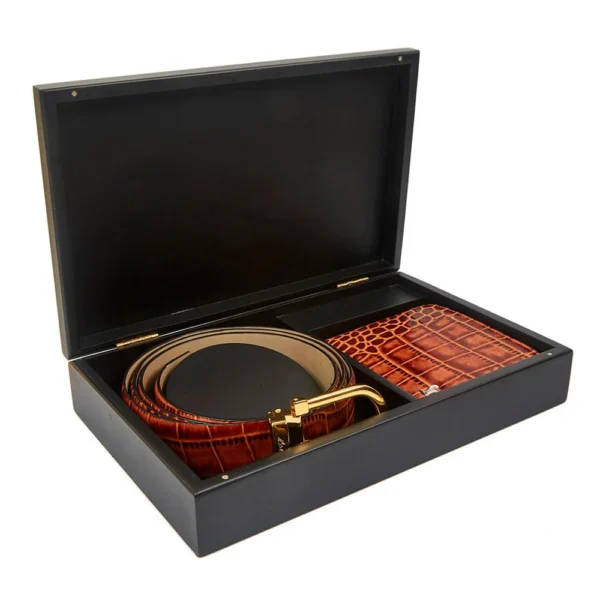 Wallet Belt Set in Wooden Gift Box