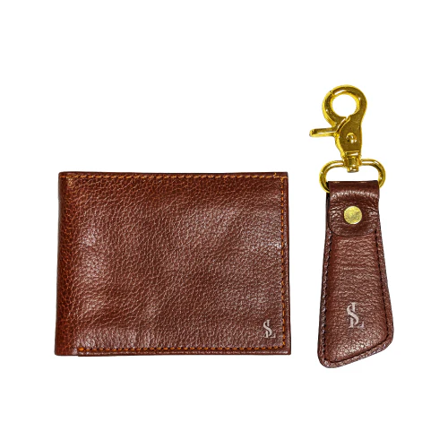 Men's Brown Leather Wallet Gift Set