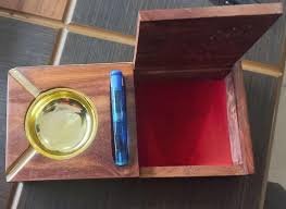 Wooden Brass Work Ashtray
