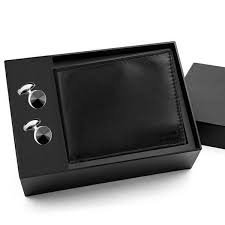 Leather Wallet, Cufflinks Gift Set
